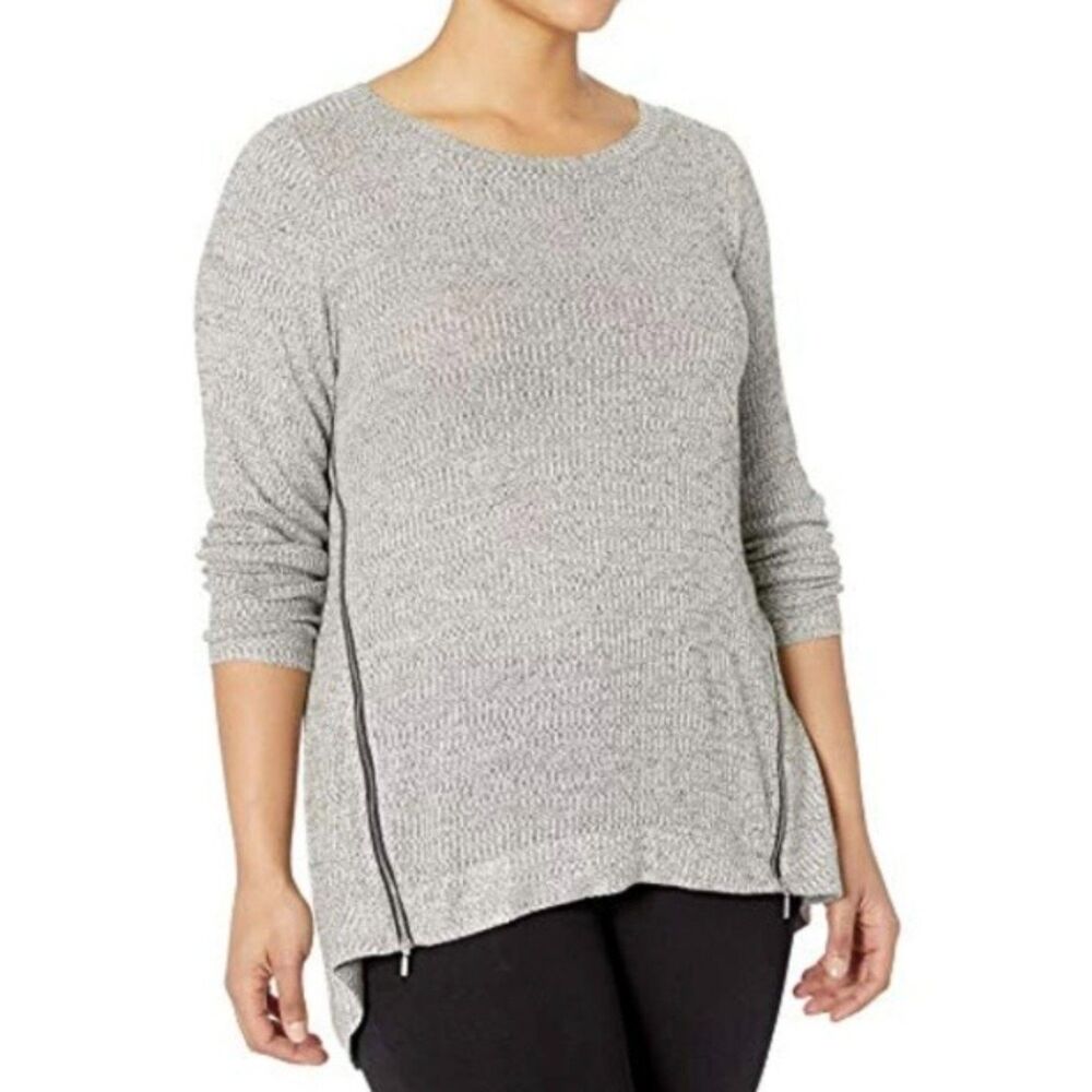 Rachel Roy side zip ribbed long sleeve sweater